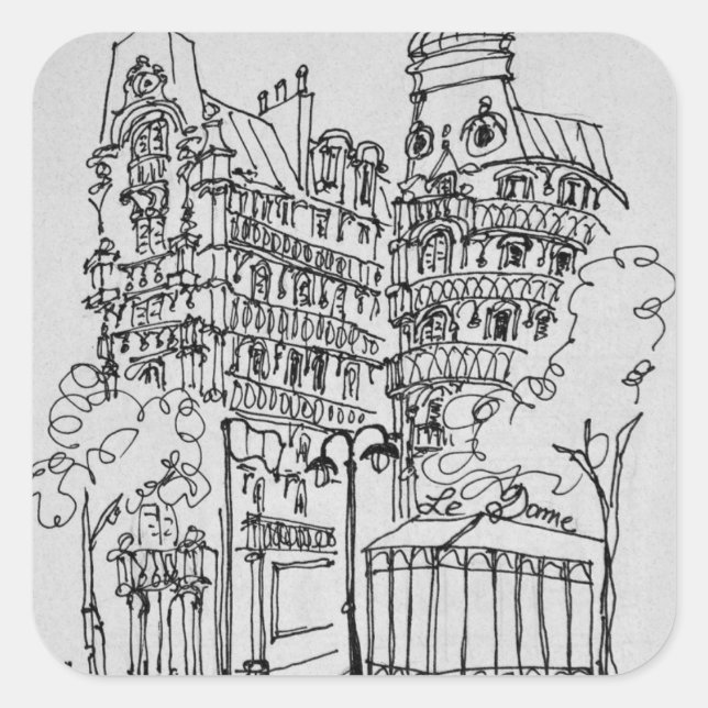 Le Dome on Boulevard Raspail | Paris, Frankreich Quadratischer Aufkleber (Vorderseite)