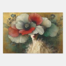 Le Femme Poppy Decoupage Flat Wrapping Geschenkpap Geschenkpapier Set