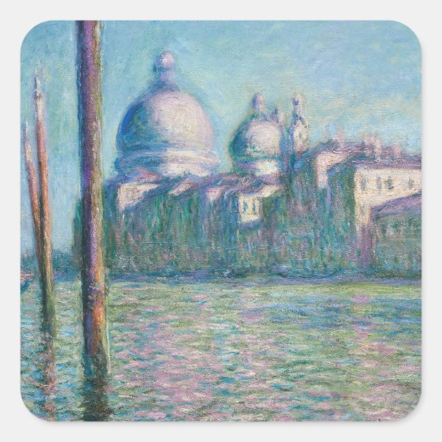 Le Grand Canal, Venedig - Claude Monet feine Kunst Quadratischer Aufkleber (Vorderseite)