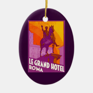 Le Grand Hotel Roma Statue, Italien, Vintage Reise Keramikornament