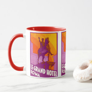 Le Grand Hotel Roma Statue, Italien, Vintage Reise Tasse