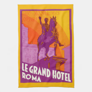 Le Grand Hotel Roma Statue, Italien, Vintage Trave Geschirrtuch