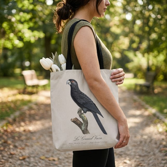 Le Grand Vaza / Greater Vasa Parrot (Greater Vasa Parrot, Coracopsis Vasa Illustration. Tote Bag)
