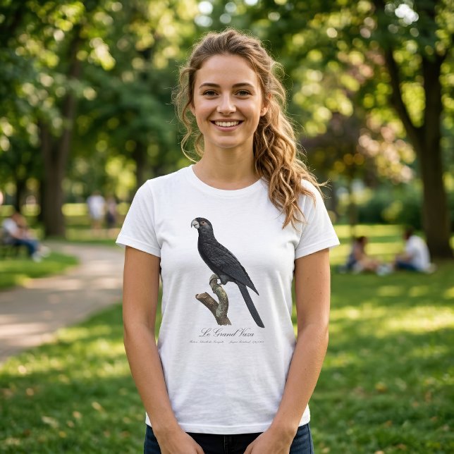 Le Grand Vaza / Greater Vasa Parrot T-Shirt (Greater Vasa Parrot, Coracopsis Vasa Illustration. Women Basic White T-Shirt)