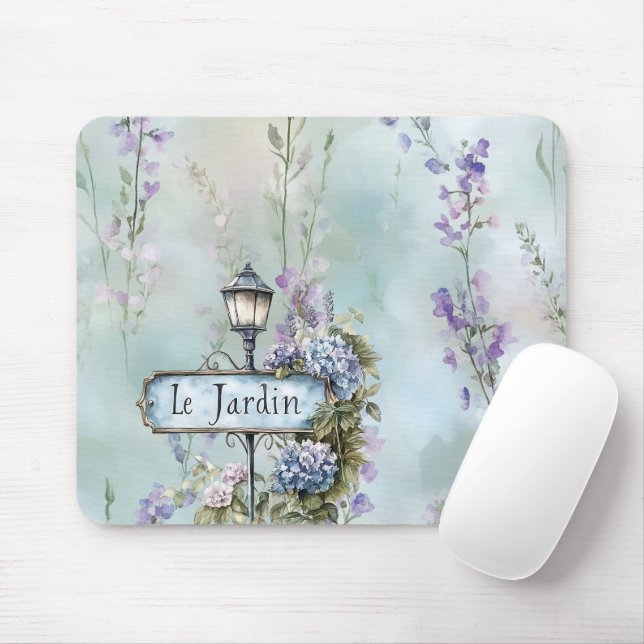 Le Jardin (der Garten) Hübsche violette Blumen Mousepad (Mit Mouse)