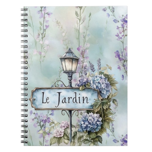 Le Jardin (der Garten) Hübsche violette Blumen Notizblock (Vorderseite)