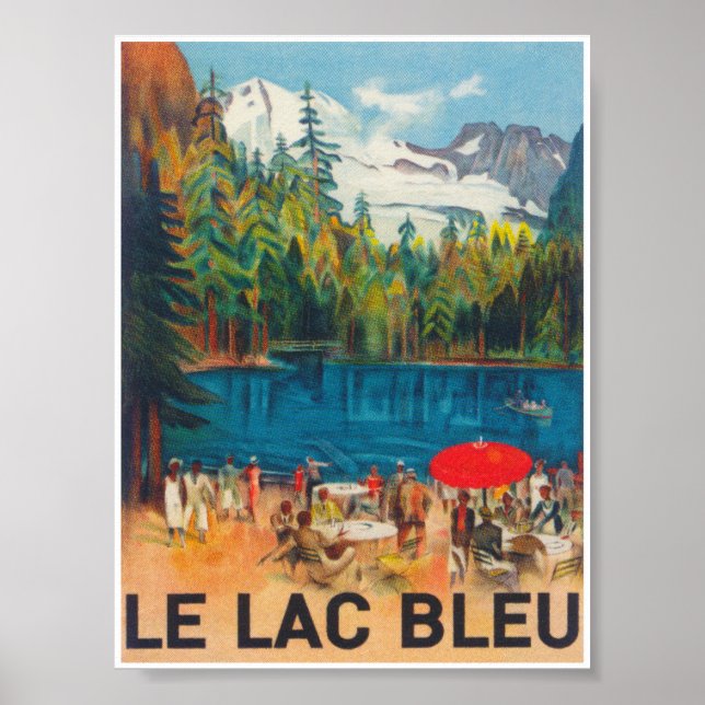 Le Lac Bleu Schweiz Vintage Travel Poster (Vorne)