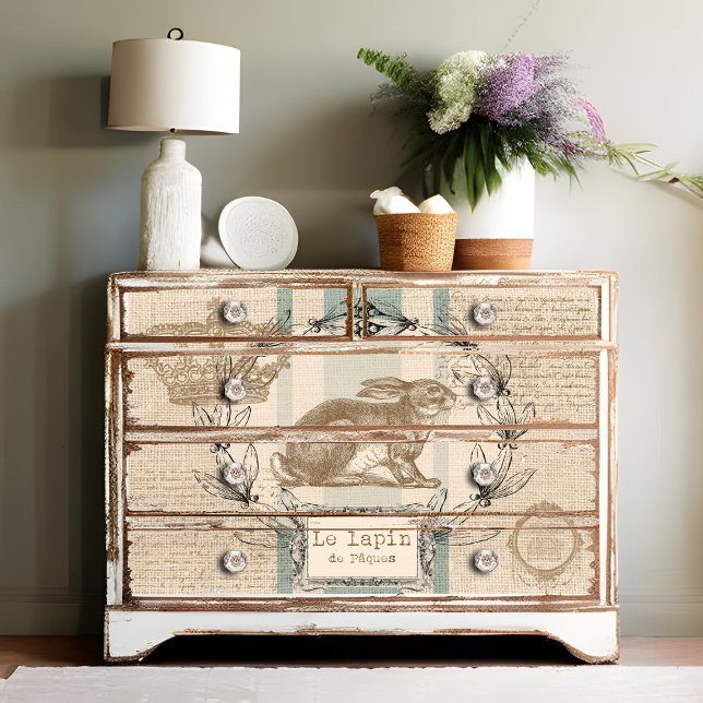 Le Lapin Burlap Osterrabit Französisch-Decoupage Seidenpapier (Von Creator hochgeladen)