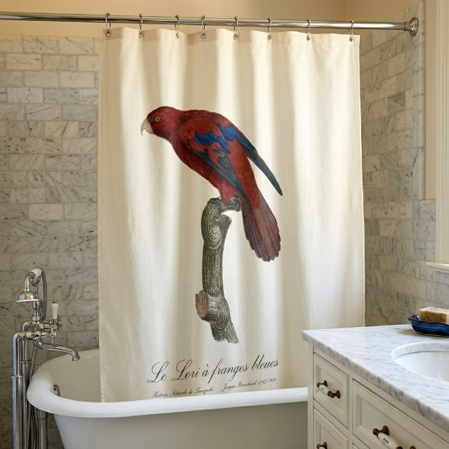 Le Lori a franges bleues Duschvorhang (Long-Tailed Red Lory, Trichoglossus borneus. Shower Curtain)