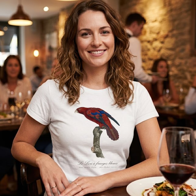 Le Lori a franges bleues T-Shirt (Long-Tailed Red Lory, Trichoglossus borneus. Women Basic White T-Shirt)