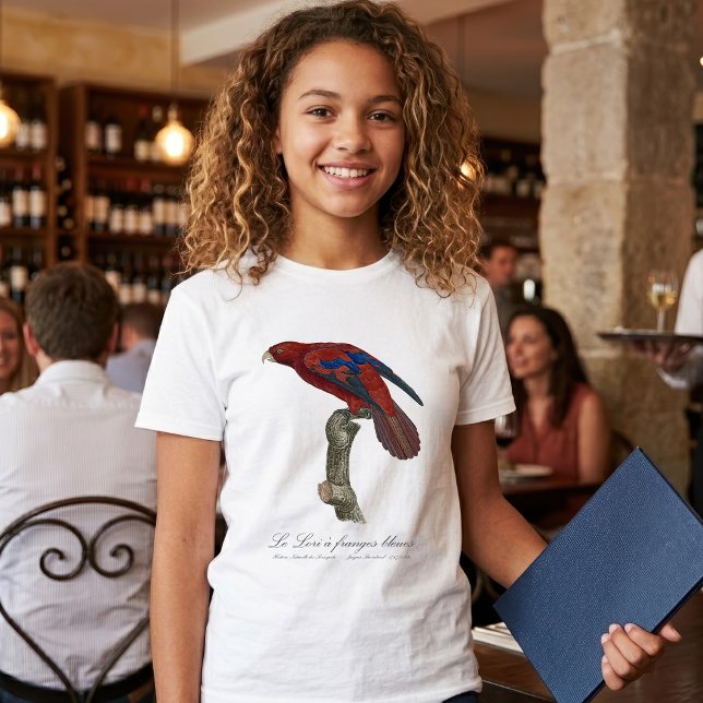 Le Lori a franges bleues T-Shirt (Long-Tailed Red Lory, Trichoglossus borneus. Girl Basic White T-Shirt)