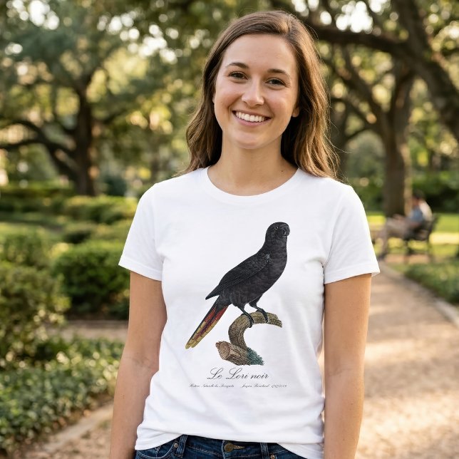 Le Lori noir / Black Lory T-Shirt (Black Lory or Red-Quilled Lory, Chalcopsitta atra. Women Basic White T-Shirt)