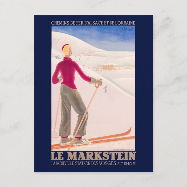 Le Markstein France Vintage Poster 1930 Postkarte (Vorderseite)