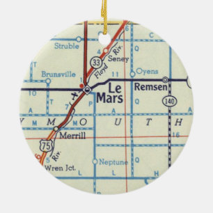 Le Mars Iowa Vintag Map Keramik Ornament