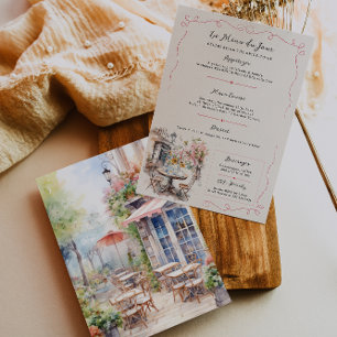 Le Menu du Jour Pink Café Junggesellinnenabschie Einladung