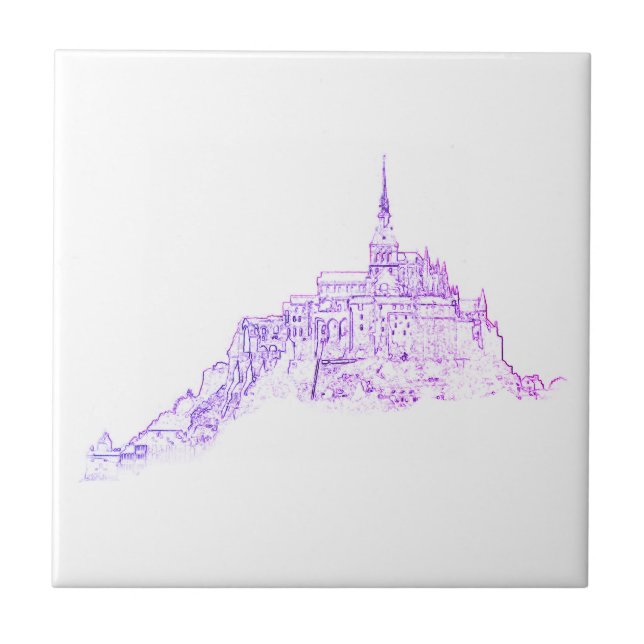 Le Mont Saint Michel France Architecture Sketch Fliese (Vorderseite)