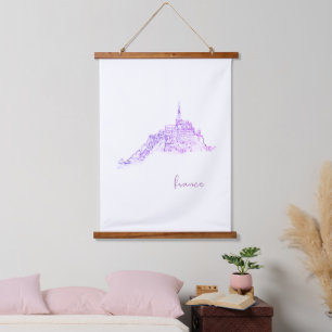 Le Mont Saint Michel Frankreich Architektur Wandteppich Mit Holzrahmen