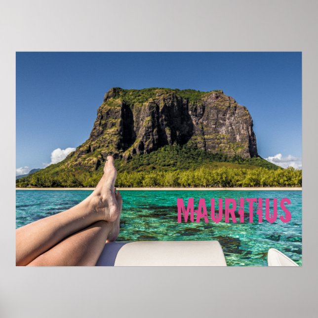 Le Morne Brabant Mauritius Blick vom Schiff auf Se Poster (Vorne)
