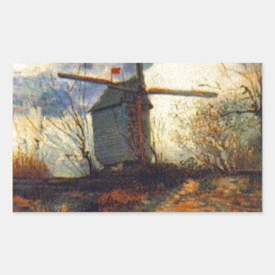 Le Moulin de la Galette Van Gogh Rechteckiger Aufkleber