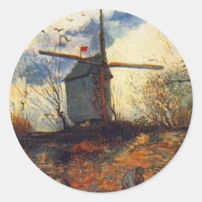 Le Moulin de la Galette Van Gogh Runder Aufkleber (Vorderseite)