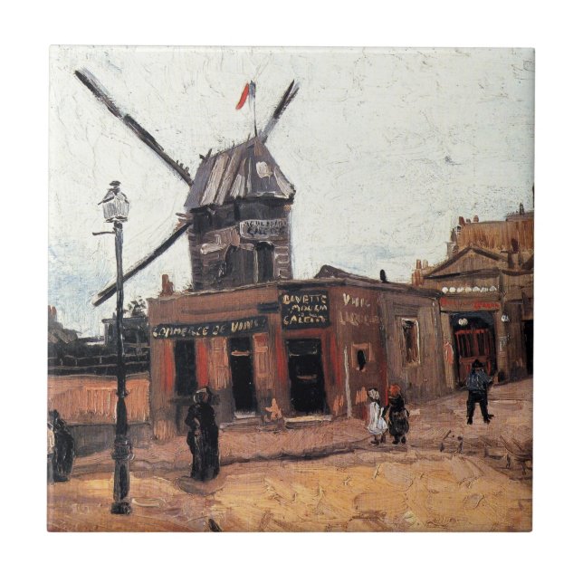 Le Moulin de la Galette von Vincent van Gogh Fliese (Vorderseite)