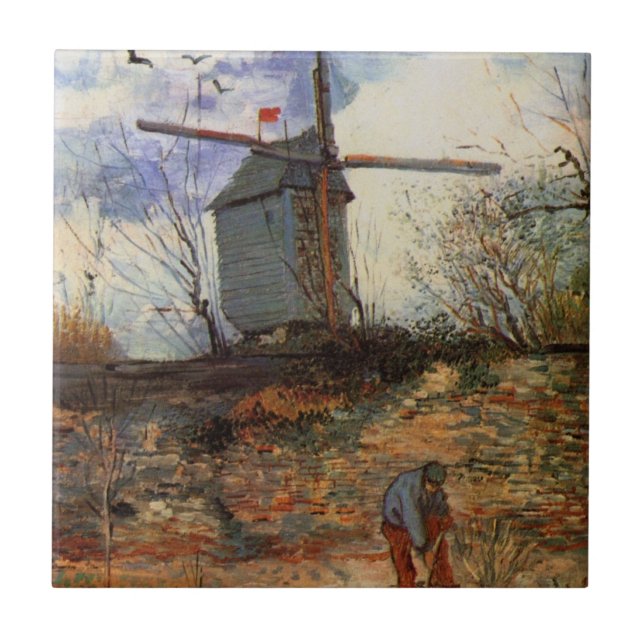 Le Moulin de la Galette von Vincent van Gogh Fliese (Vorderseite)