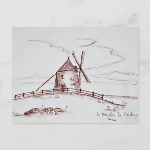 Le Moulin de Moidrey Windmill Pontorson Postkarte
