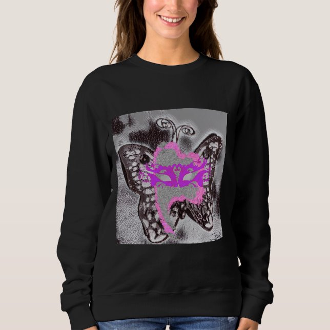 Le Papillon Masqué De Gris et De Rose Sweatshirt (Vorderseite)