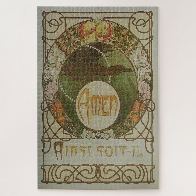 Le Pater - Illustrierte Seite von Alphonse Mucha E Puzzle (Vertikal)