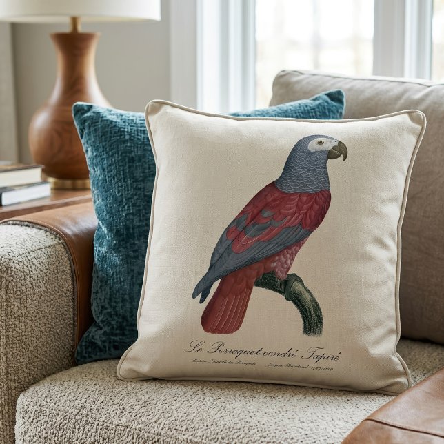 Le Perroquet cendre Tapire Kissen (African Grey Parrot Red Factor Psittacus Erithacus. Throw Pillow)