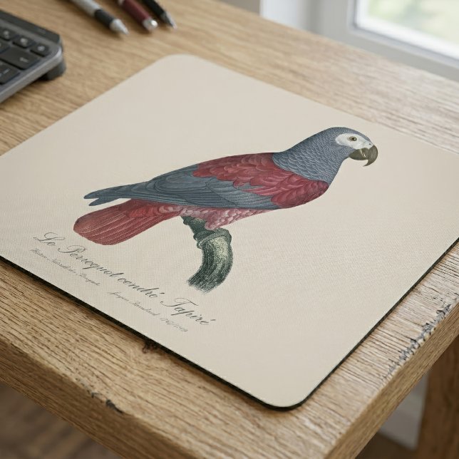 Le Perroquet cendre Tapire Mousepad (African Grey Parrot Red Factor Psittacus Erithacus. Mouse Pad)