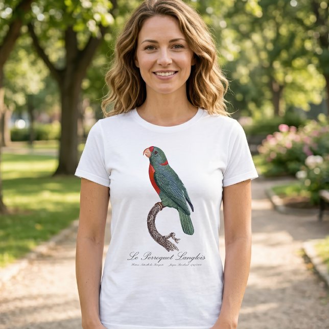 Le Perroquet Langlois T-Shirt (Le Perroquet Langlois by Jacques Barraband. Women Basic White T-Shirt)
