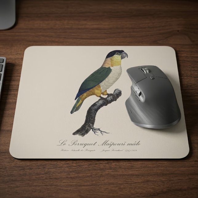 Le Perroquet Maipouri / Schwarzkopfpapagei Mousepad (Black-Headed Male Parrot, Pionites Melanocephalus. Mouse Pad)