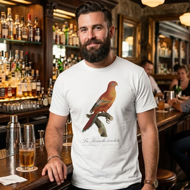 Le Perruche ecarlate T-Shirt (Red Lory or Eos Bornea, Trichoglossus borneus. Men Basic White T-Shirt)