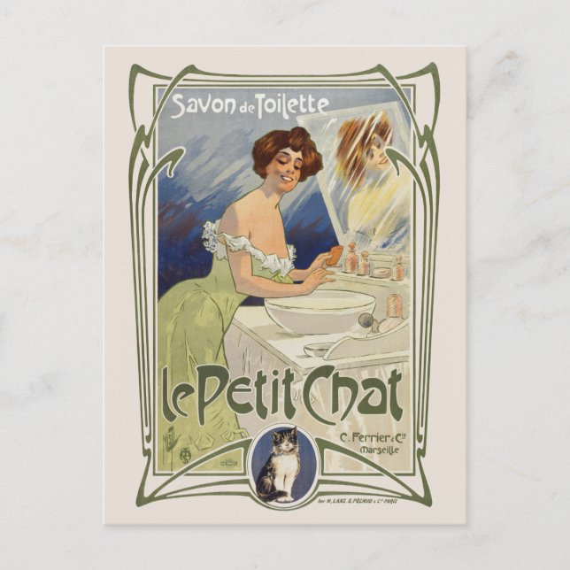 Le Petit Chat France Vintage Poster 1899 Postkarte (Vorderseite)