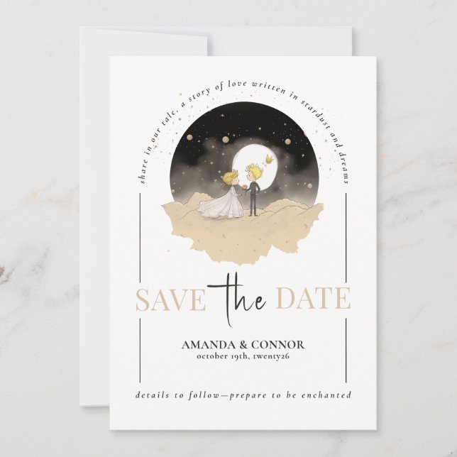 Le Petit Prince und Bride Save the Date Einladung (Vorderseite)