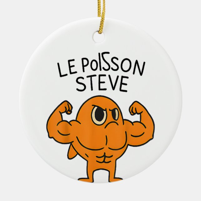 Le Poisson Steve Funny Muskel Fish Cartoon Keramik Ornament (Vorne)