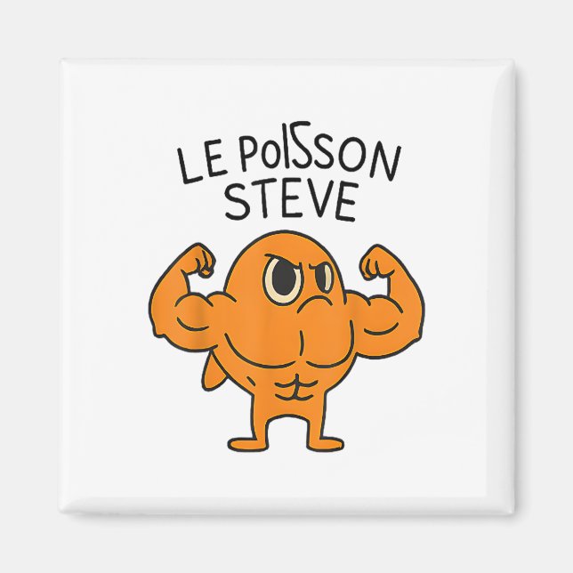 Le Poisson Steve Funny Muskel Fish Cartoon Magnet (Vorne)