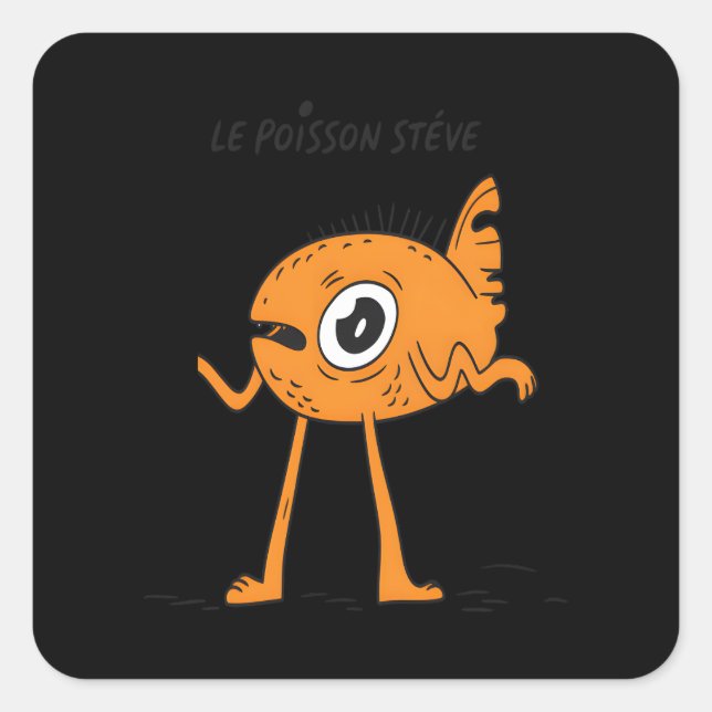 Le Poisson Steve Niedlich & Funny Quadratischer Aufkleber (Vorderseite)