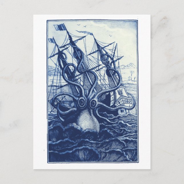 Le Poulpe Colossal 1801 Blue Postkarte (Vorderseite)