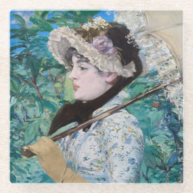Le Printemps Manet Impressionist Art Malerei Glasuntersetzer (Vorderseite)