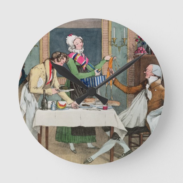 Le Restaurant, Kneipe. durch Rodwell und Martin Runde Wanduhr (Vorderseite)