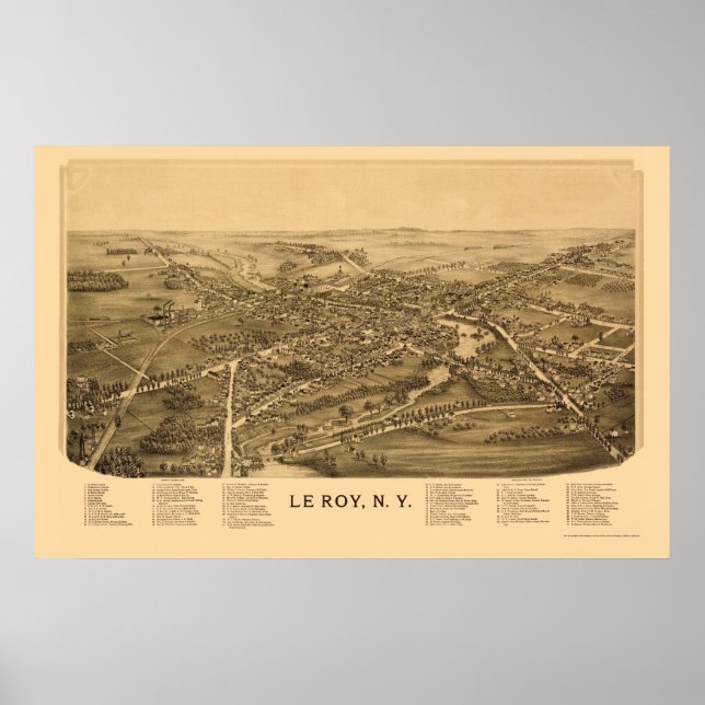 Le Roy, NY Panoramic Map - 1892 Poster (Vorne)