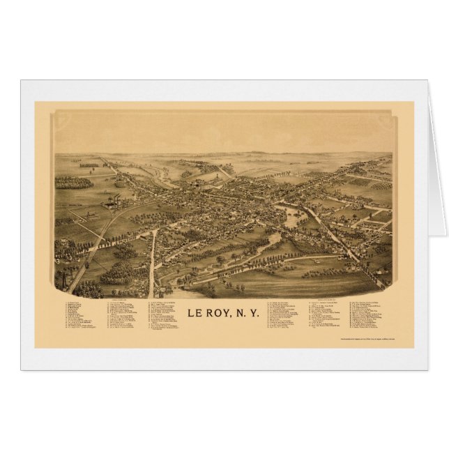 Le Roy, NY panoramische Karte - 1892 (Vorderseite (Horizontal))