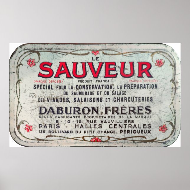 Le Sauveur, Vintager französischer Fleischkonserve Poster (Vorne)