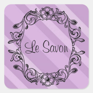 Le Savon Lavender Striped Square Stickers/Labels Quadratischer Aufkleber