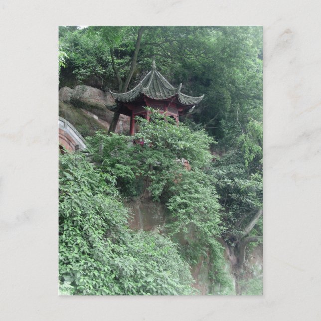 Le Shan Mountainside Buddhistischer Pavillon Postkarte (Vorderseite)