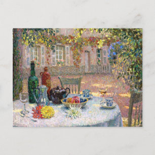 Le Sidaner: Tabelle unter Blätter in der Sonne Postkarte