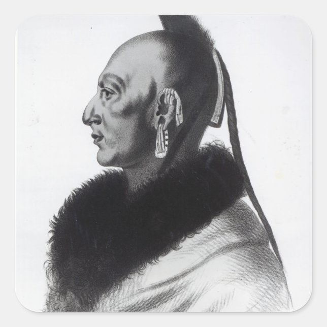 Le Soldat du Chene, Osage Chief Quadratischer Aufkleber (Vorderseite)