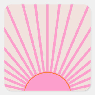 Le Soleil 01 Sonne Pink Sonnenschein Quadratischer Aufkleber